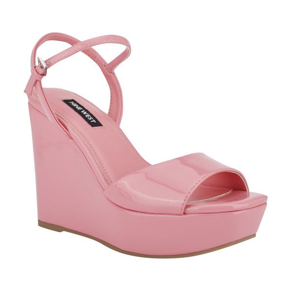Nine West Kinda Ankle Strap Pink Platform Sandals | Ireland 65C24-5S38